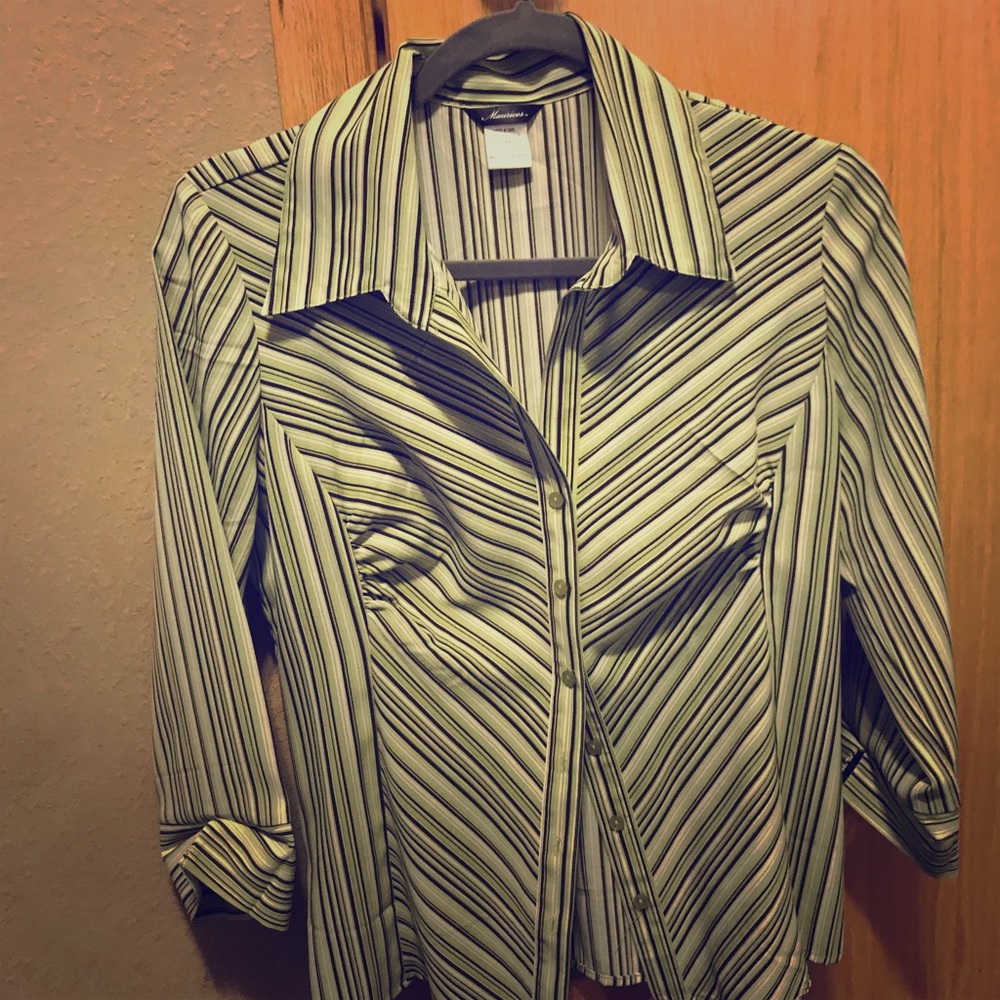 Brown/green striped blouse